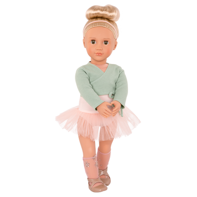 18-inch ballet doll with blonde hair and green eyes