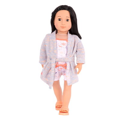 Conjunto de pijama con bata para muñecas de 46 cm