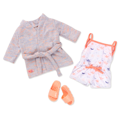 Conjunto de pijama con bata para muñecas de 46 cm