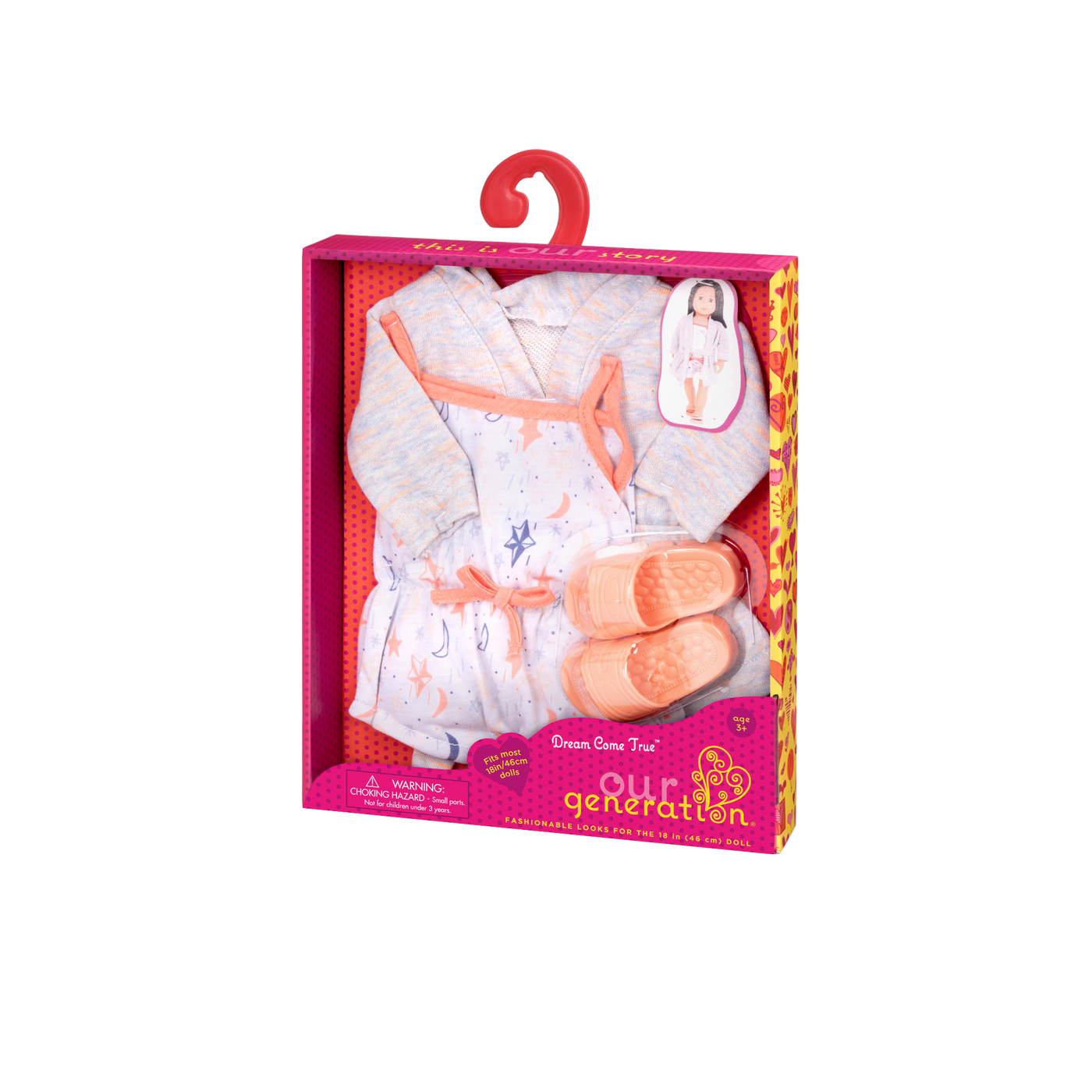Conjunto de pijama con bata para muñecas de 46 cm