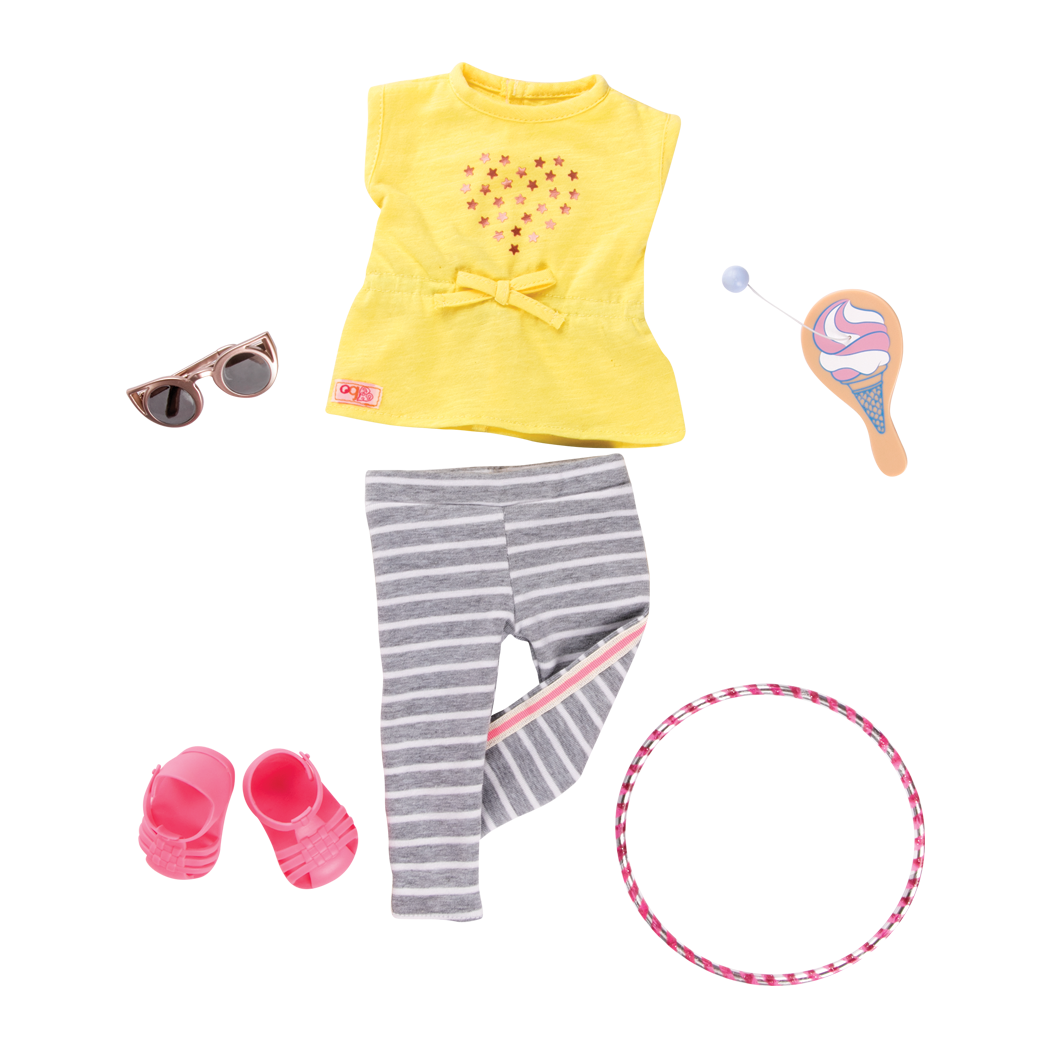 Conjunto de aro de hula hula para muñecas de 46 cm