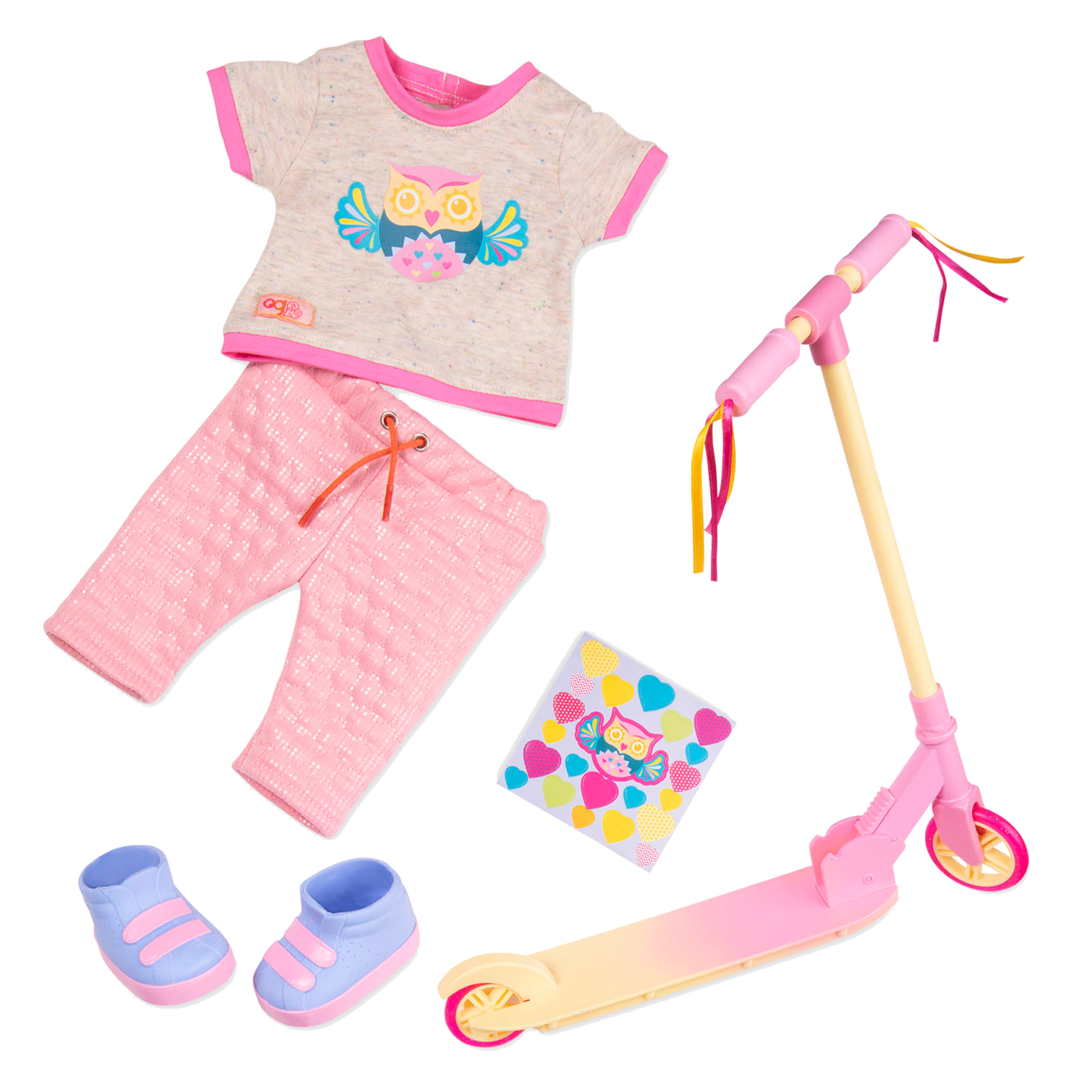 Conjunto deportivo con patineta para muñecas de 46 cm