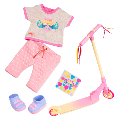 Conjunto deportivo con patineta para muñecas de 46 cm