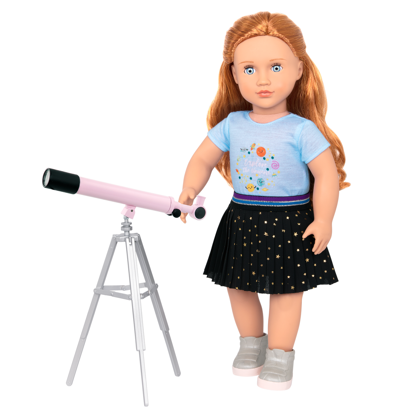 Conjunto de ciencia para muñeca de 46 cm y telescopio rosa