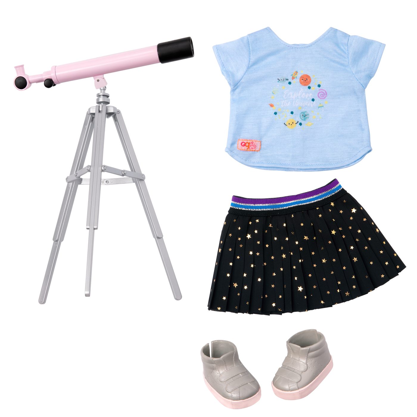 Conjunto de ciencia para muñeca de 46 cm y telescopio rosa