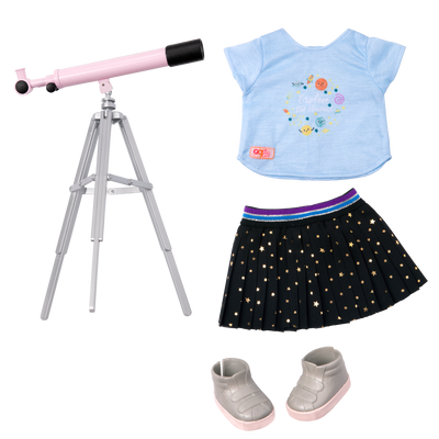 Conjunto de ciencia para muñeca de 46 cm y telescopio rosa