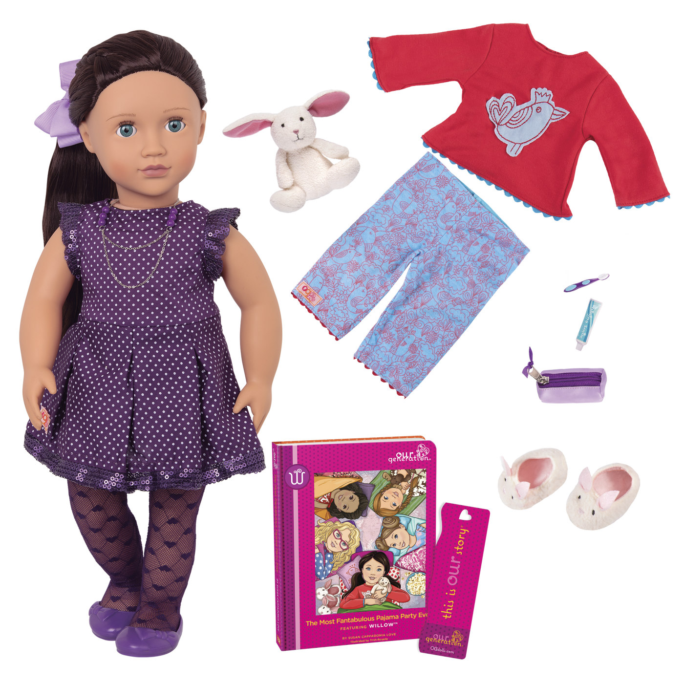 Muñeca Posable 18-inch Pijama Party & libro de cuentos