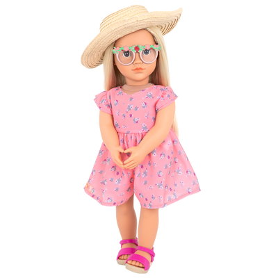 18-inch Doll with Pink Floral Dress