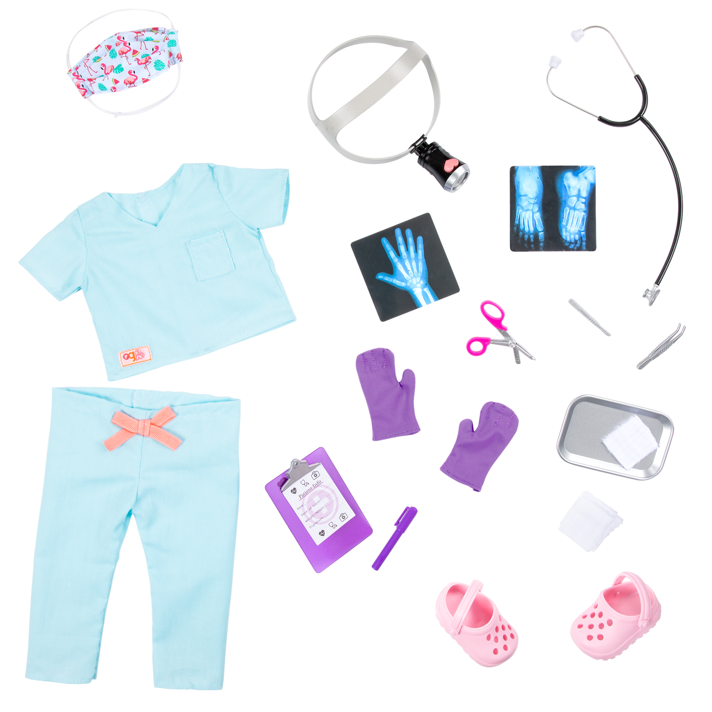 Muñeca doctora con conjunto de uniforme de quirófano
