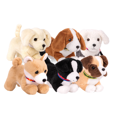 Perro de peluche con patas articuladas