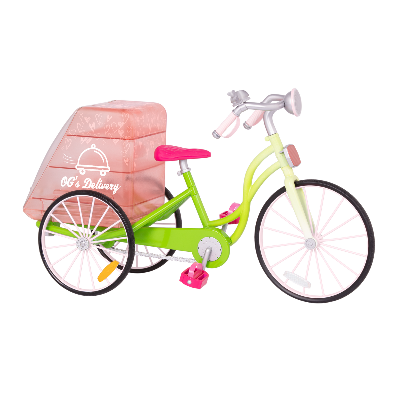 Set de bicicleta y comida de juguete para muñecas de 46 cm