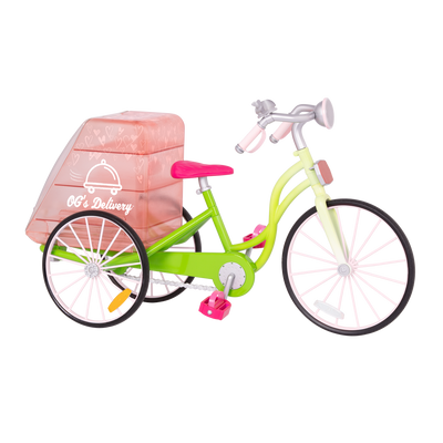 Set de bicicleta y comida de juguete para muñecas de 46 cm